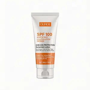 OUHOE Protection Sunscreen Lotion SPF 100, Broad Spectrum UVA/UVB Face & Body Sunscreen, Non-Greasy Lightweight Hydrating, Anti-Aging Daily Protection for All Skin Types shield flex 50