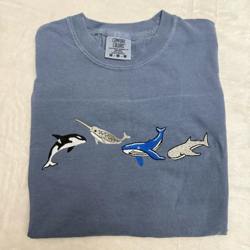 Sea Animals embroidered comfort colors tee / sea life ocean life embroidered comfort colors shirt / summer shirt/ summer tee / summer outfit/ orca shirt