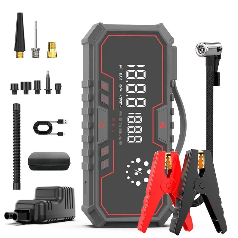【Fathersdaygift 】Kapeezi Portable Car Jump Starter with Air Compressor, Blower All-in-One, portable power bank with 160PSI Tire Inflator, Car Battery Jump Starter Multi-Function Vehicle battery jump pack Automotive Tool Kit Car Tool Kit Car Accessories