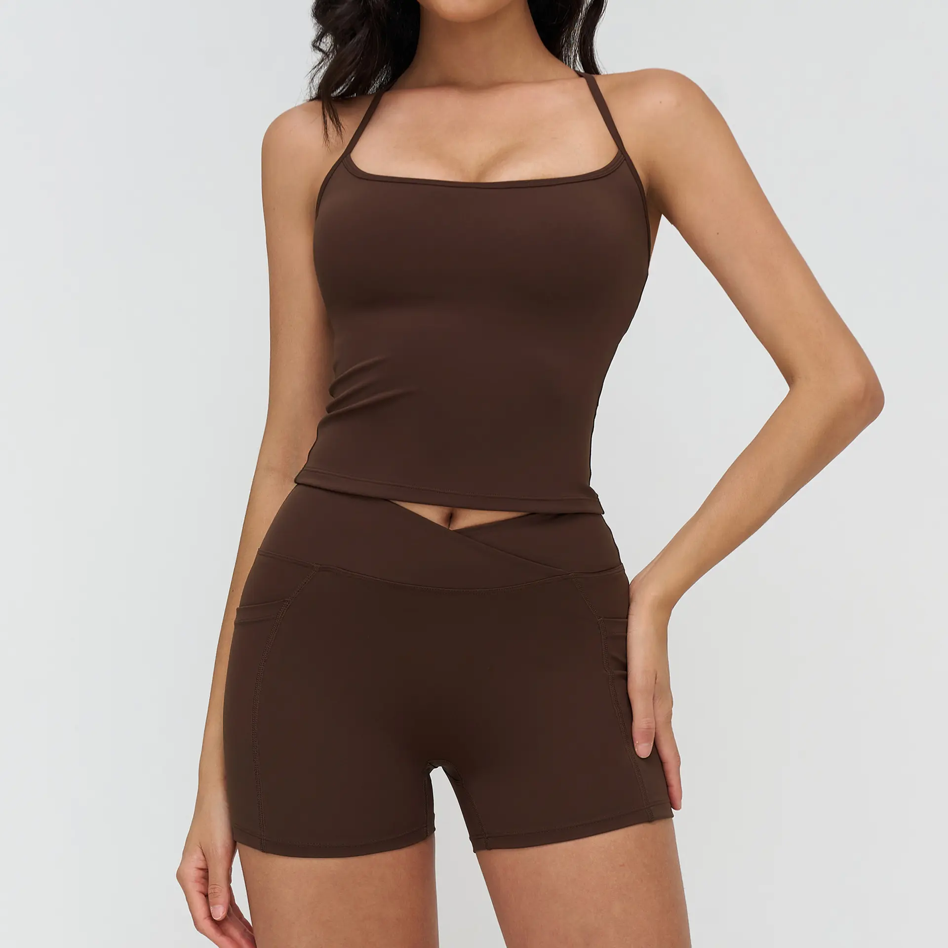 4518 vest+2030 shorts   coffee color