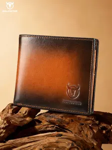 Men's Business Fashion Colorblock Leather RFID Blocking Short Wallet, Genuine Leather Wallet, Business Style Wallet, Casual Trendy Cowhide Bifold Wallet for Work & Daily Use, Perfect for Men for Birthday Gift