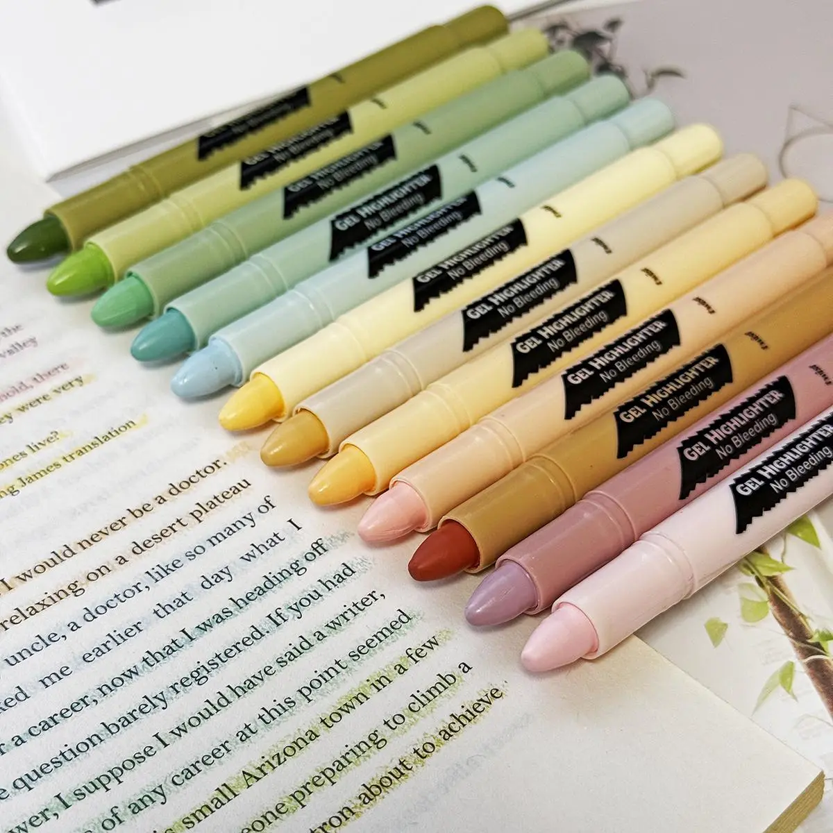 Bible Highlighter Pen, 12pcs/set Non Bleeding Highlighter, No Bleed Highlighters, Gel Pen Highlighter, Gel Pens Highlighters, Marker Highlighter, Writing & Correction Tools for Home School Office, Office Stationery Supplies