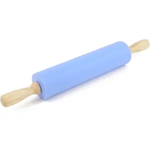 Silicone Non-stick Dough Rolling Pin with Wooden Handle Kitchen Baking Pastry Roller Accessories