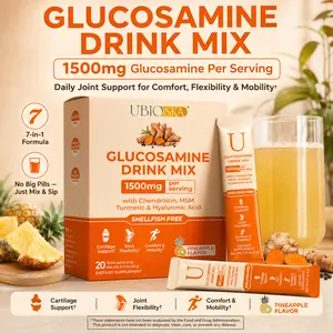 UBIOSKA Glucosamine Chondroitin MSM Drink Mix (20 Stick Packs) - 1500mg Shellfish-Free Formula with Turmeric, Hyaluronic Acid & BioPerine - Cartilage Support, Joint Flexibility, Comfort & Mobility - Pineapple Flavor, NSF GMP Certified