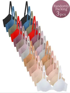 Women's Solid Color Push Up Bra, Adjustable Strap Underwire Bra, Soft Comfortable Breathable Medium Stretch Bra for All Seasons, Breathable Comfy Bra, Womenswear