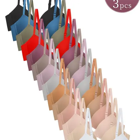 Women's Solid Color Push Up Bra, Adjustable Strap Underwire Bra, Soft Comfortable Medium-Stretch Bra for All Seasons, Breathable Comfy Bra, Adjustable Straps Underwire, Adjustable Bras, Underwear