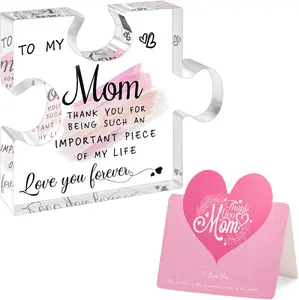Mothers Day Gift for Mom, Acrylic Puzzle Plaque Acrylic Block Puzzle Piece Mother's Day Birthday Love Mom Gift from Daughter Son - Engraved Home Desk Decor Unique Mom Keepsake