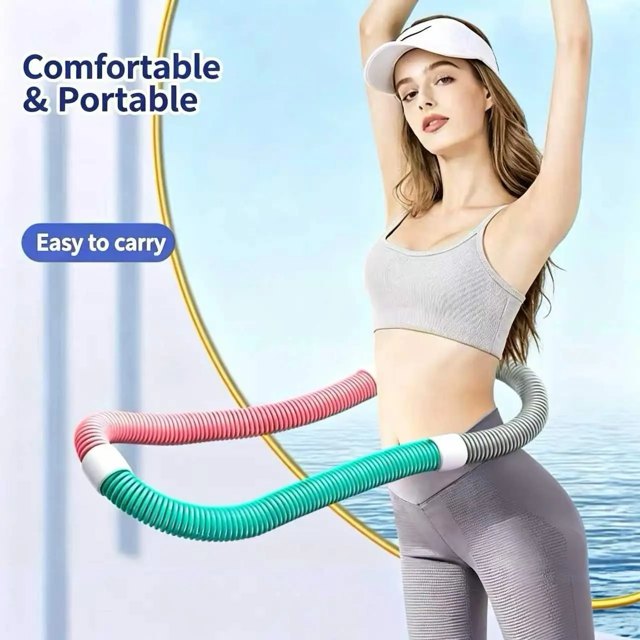 Core and Obliques Flexible Spring Hula Hoop - Lightweight Design, Portable Exercise & Fitness Tool, Comfortable, Durable, Low-Noise for Home Workouts, Exercise Hoop, Fitness Hoop