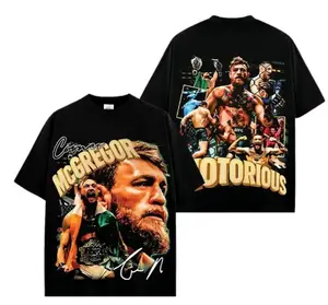 UFC Conor McGregor Vintage Washed Cotton Graphic T-Shirt, Retro Irish Fighter Oversized MMA Streetwear Tee, Combat Sports Fan Gift