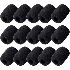 15 Pack  Microphone Windscreen, Lapel Headset Microphone Sponge Mini  Cover Shield Protection for Variety of Headset (Black)