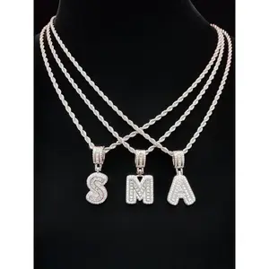 Artificial Zircon Letter Pendant & Chain Necklace, Fashion Jewelry for Party, Daily Clothing Decor, Trendy All-match & Exquisite Jewelry for Birthday Gift, Initial Necklace Jewelry