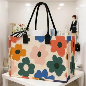 Floral Print Large-Capacity Storage Bag, Super-Size Organizer with Durable Handle, Space-Saving Multi-Purpose Tote for School, Travel, Shopping and Reusable Grocery Use, Storage Totes