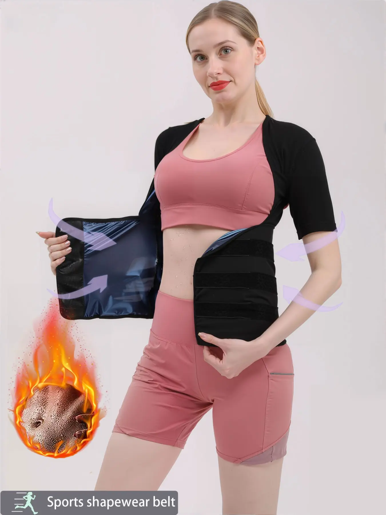 Women's Waist Cinching Sweatshirt, Shapewear Yoga Workout Top, Running Exercise Vest, Fitness Slimming Belt, Compression Waist Shaper, Compression Girdle, Abdominal Shaper, Daily & Sports Use, Everyday