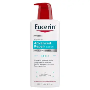 Eucerin Advanced Repair Body Lotion for Very Dry Skin, Unscented Lotion Formulated with Ceramides, 16.9 Fl Oz Bottle