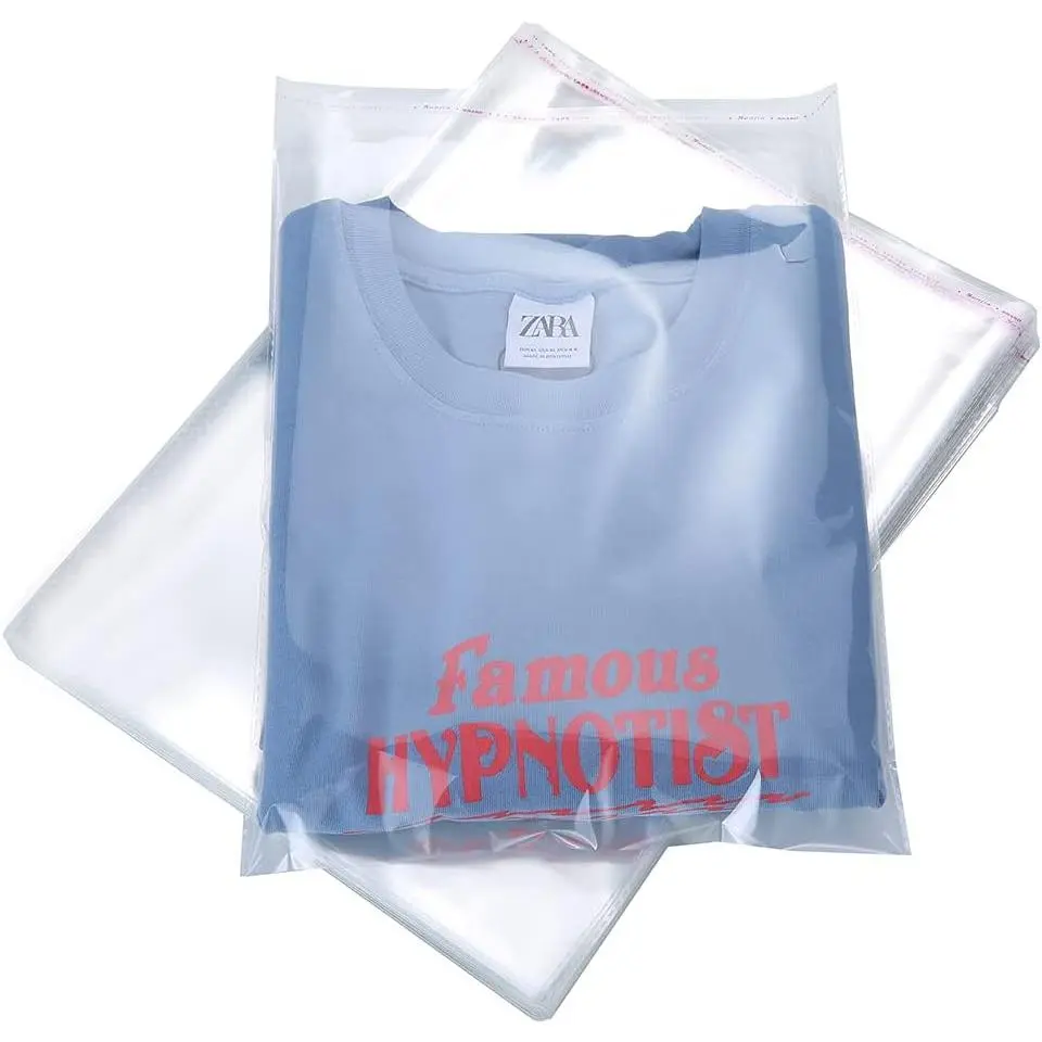 100 count 10" x 13" Thick 1.6 Mil Large Clear Self Sealing Resealable Cellophane Poly Bags Heavy-duty Adhesive Cello Plastic Bags Packaging Clothes T-Shirts Clothing Pants  OPP Bag