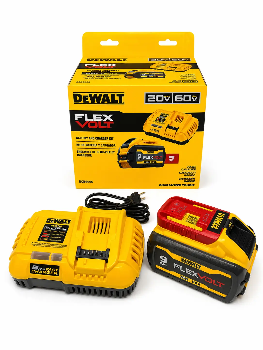 DEWALT DCB609C FLEXVOLT 20V/60V MAX 9Ah Battery & Fast Charger Kit – Genuine OEM