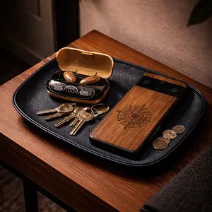 Leather Valet Tray, Navy