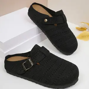 Women's Lightweight Slippers Perforated Mules Open Heel Breathable Clogs with Buckle Detail Indoor Outdoor Shoes