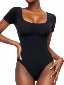 Women's Sculpted Triangle Bodysuit, Square Neck Design, Abdominal Control & Hip Lifting, All-Season Comfort Fit