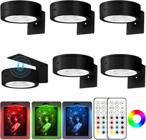 Led lights 6Pcs Picture Lights for Wall, 13 Color RGB Magnetic Led Art Display Light for Picture Frame, Wireless Battery Operated Painting Light with Remote Control, Party Home Wall Decor Puck Lights Ambient Decoration Lamp