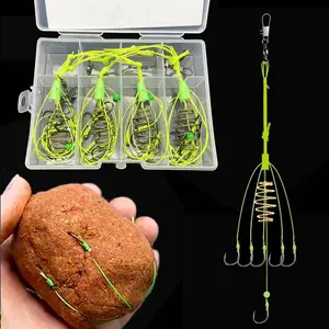 Fishing Hook with Line, 4 Counts/set High Carbon Steel Explosion Hook, Fishing Accessories for Outdoor Fishing, Fishing Supplies, Premium Fishing Gear, Fishing Gear Set, Fishing Tackle