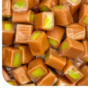 Caramel Cubes Candy - 2 Pound Pack (150 Count) - Green Apple Filling - Individually Wrapped