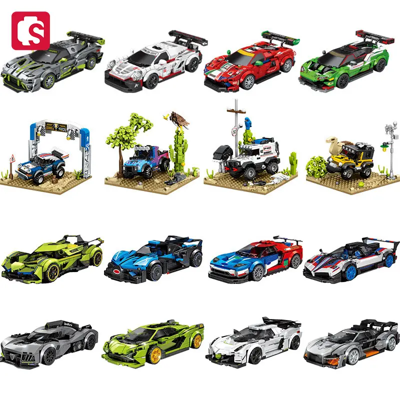 SEMBO Sports Car Building Blocks MOC Racing Vehicle Models Off-Road Assembly Bricks Car Construction Set for Boys Toy Kids Gifts