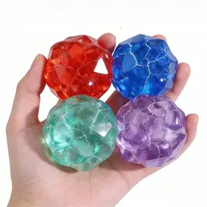 Crystal Gem Squeeze Ball, Diamond Texture Stress Relief Fidget Toy, Clear Squishy Ball for Kids & Adults, ASMR Sensory Toy