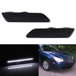 2PCS Smoked Lens White LED Front Side Marker Lights For Chrysler Sebring 2007 2008 2009 2010 Replace OEM CH2550128 CH2551128 ﻿