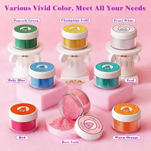 Edible Glitter  Luster 8×4g/Bottle Set Viral Drink Decor Vibrant Colors Food Grade Shimmer for Beverages & Baking Safe Ingredients FDA Certified