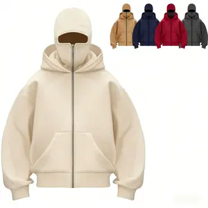 Balaclava Jacket Zip Up Fashion Double Layer Hoodie Hip Hop Outerwear for Men Women Long Sleeve Pullover Tops with Hidden Mask Sweatshirts Menswear hoodies