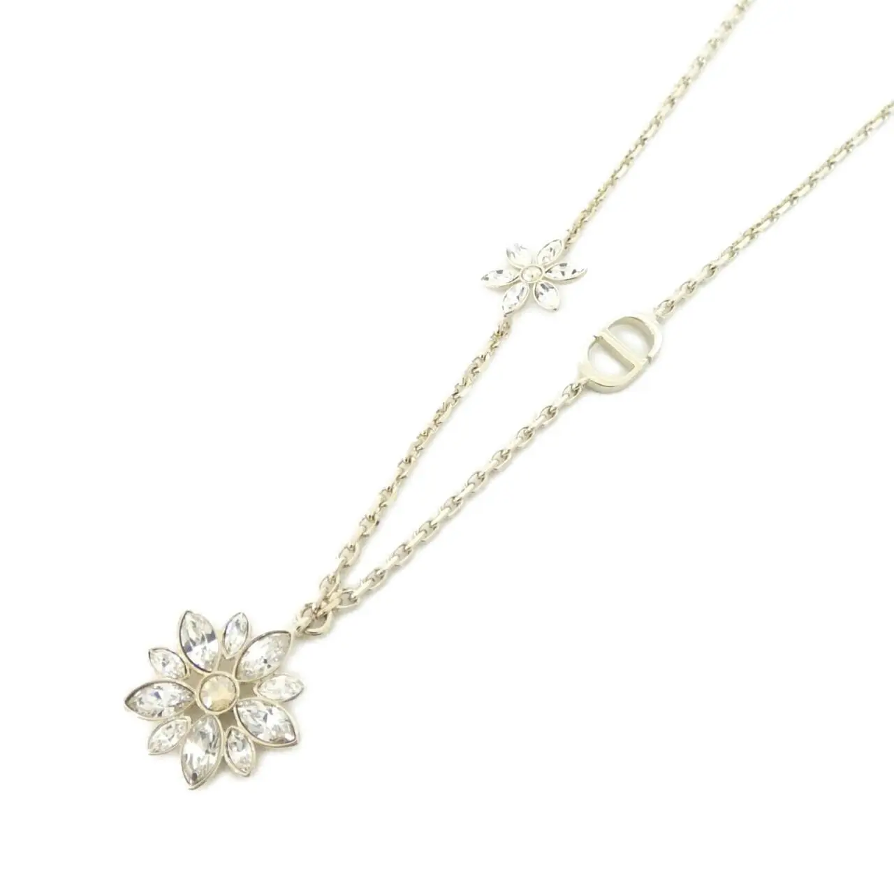 Pre-owned Dior Brass Small Leather Goods Christian FLEUR DE GLACE Necklace