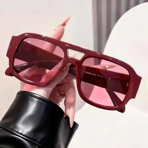 Retro Pilot Sunglasses for Men Women Double Bridge Aviation Square Sunglasses 70s Fashion Classic Sun Glasses Vintage Shades UV400 Protection