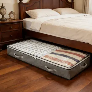 1pc Large Under-Bed Storage Bag, Transparent Storage Bag with Reinforced Handles and Zipper Closure, for Closet, Bedroom, Dorm, Seasonal Clothes & Linens Storage, Home Decor, Space-Saving Home Organization, Organizational Zipper Storage, Space Saver Bags