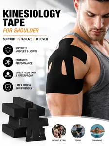 10 Pre-cut Kinesiology Tape Strips, relieves shoulder pain, waterproof and breathable sports tape for shoulder support. This elastic therapeutic sports tape is suitable for rotator cuff injuries, baseball, swimming and other sports.