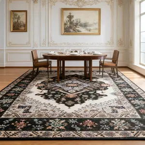 Floral printed carpet, vintage style carpet, washable carpet slip-resistant indoor doormat, Bohemian tribal kitchen carpet, retro traditional carpet, for living room, bedroom, office and porch front door entrance, home decor.