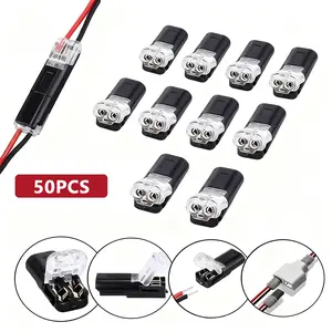 Double Wire LED Connector, Low Voltage Plug-in Connector with Locking Buckle, Easy Connect for LED Strip Lights, No Soldering Required