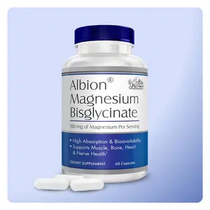 Albion® Magnesium Bisglycinate | Highly Absorbable Chelated Magnesium for Muscle, Nerves, Relaxation Support | 200 mg per Serving | 60 Capsules