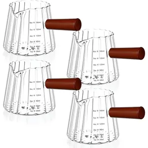 4 count 6 Oz/180 ml Espresso Shot Glass with  Handle, Espresso Accessories, Single Spouts Milk Frother Measuring Cup with Clear Scale Heat Resistant for Coffee Milk  Syrup