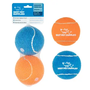 Best Pet Supplies Squeaky Tennis Ball Dog Toys - Interactive Bouncy Fetch Balls with Built-In Squeaker | Durable Non-Abrasive Felt | Multi-Pack Value | Training & Exercise Toy for Small Medium Large Dogs