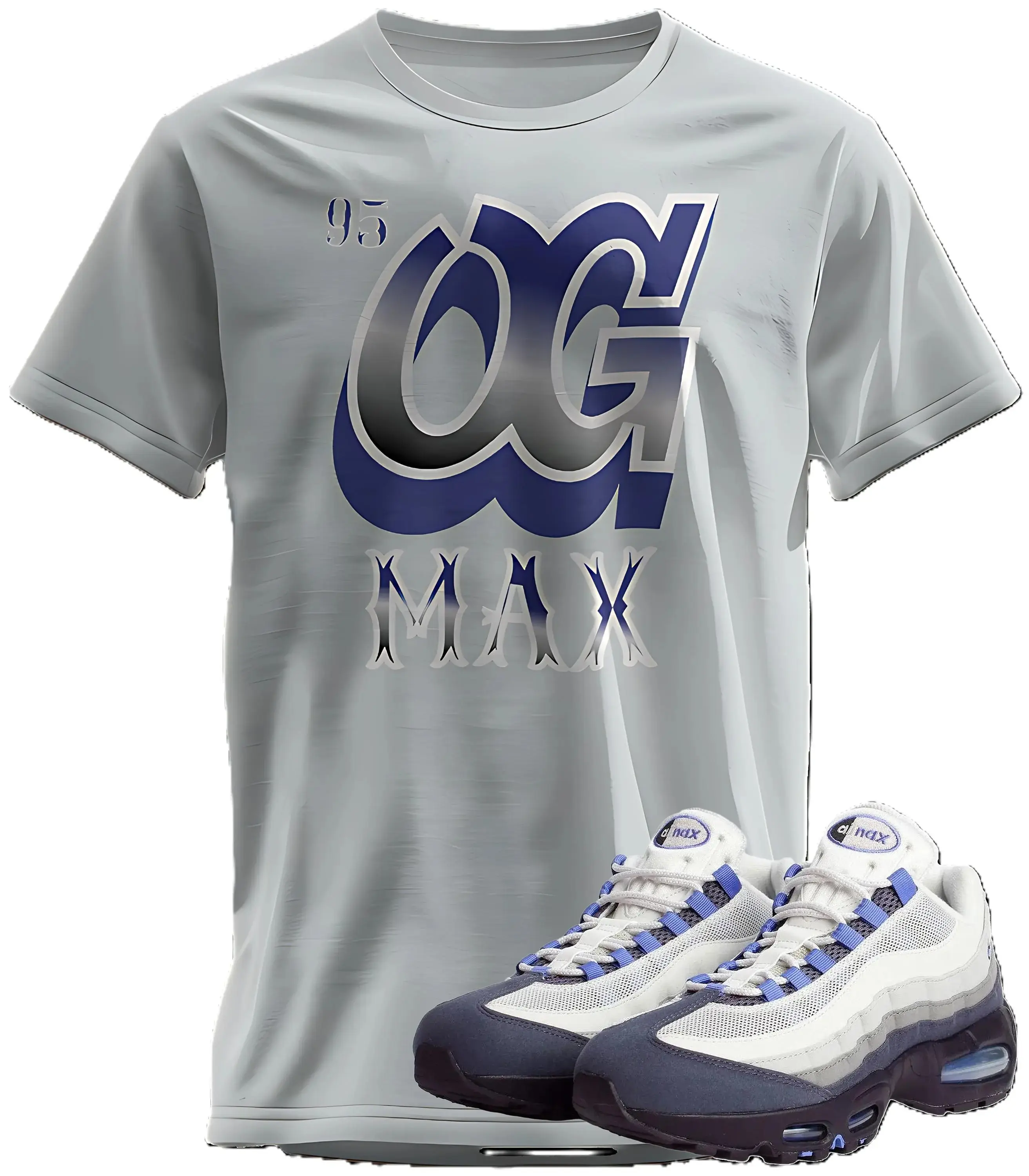 AM 95 OG Sapphire/Photon Dusk Raisin Match T Shirt, 95 OG Max Graphic Tee, 90s Hip Hop Tee, Gift For Women and Man Unisex T-Shirt, Cozy Gift