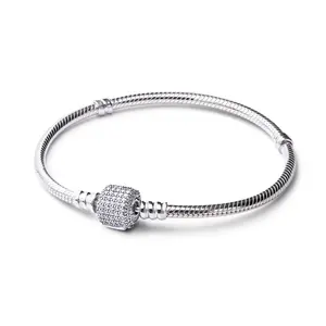 PANDORA Sterling Silver Bracelet w/ Signature Clasp - 590723CZ-23