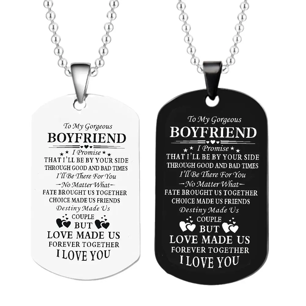 Women Men Valentine's Day Gift Engraved Stainless Steel Pendant Couple Necklace, Necklaces For Women, Initial Necklaces