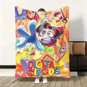 The Amazing Digital Circus Full Cast Poster Flannel Blanket Viral TADC Pomni & Gang Cozy Throw for Cartoon Fans TikTok Trend Lovers Glitch Productions Indie Animated Series Fan Essential