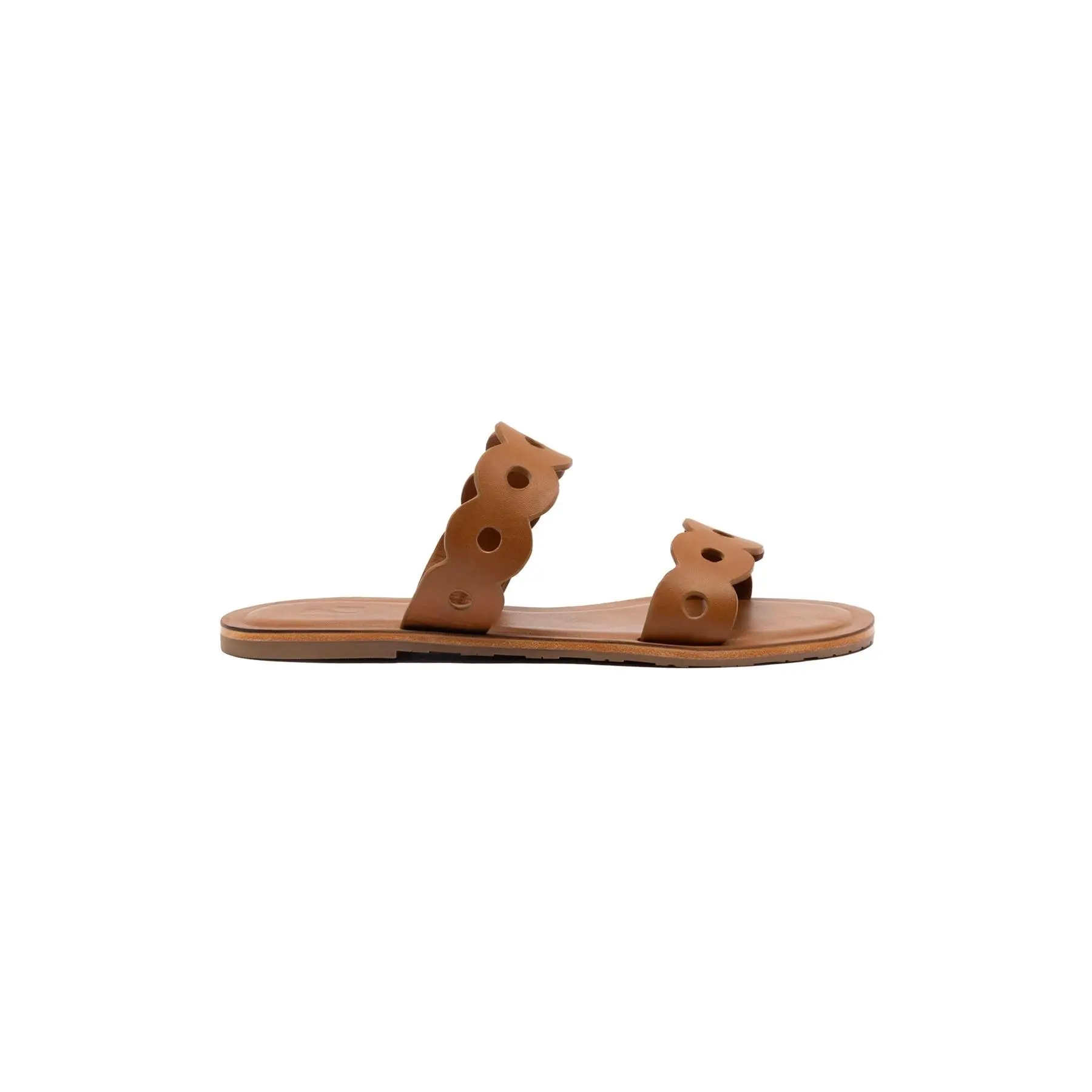 Florence Flat Mule In Light Caramel Leather
