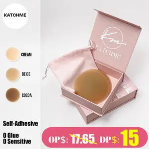 KatchMe Women's Silicone Seamless Ultra Thin Reusable Nipple Covers With Travel Box,Adhesive Silicone Breast Petals,Invisible Skin Friendly Pasties