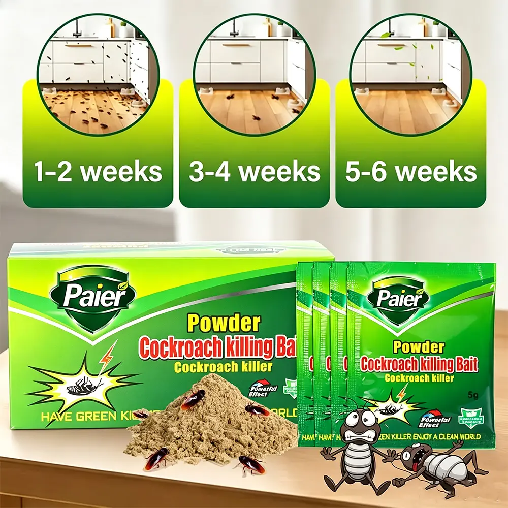 50-Packet High-Efficiency Cockroach Bait Powder - Fast-Acting Indoor Cockroach Exterminator, Kills + Lures Back, Inhibits Egg Hatch, Enables Nest-to-Nest Spread, Ideal for Kitchens & Rooms, Windows