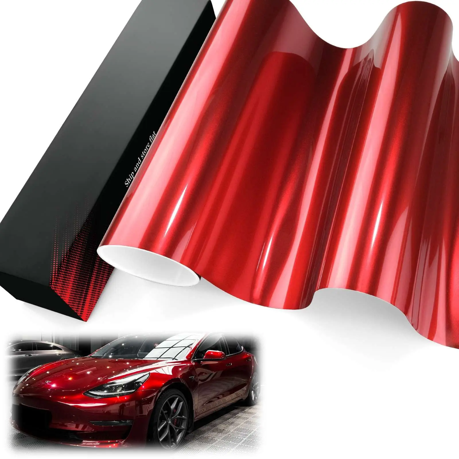 Romanee Red Self-Adhesive PET Vinyl Wrap Film - Multi-Size Rolls (0.3x0.5m Option) - Automotive & Motorcycle Exterior Accessory with Partial Install Protection, Center Pillar Decoration, Cars/Motorcycles