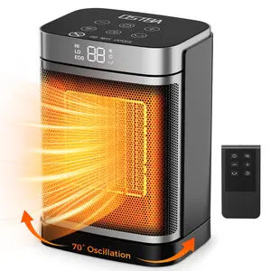 OSTBA Portable Electric Thermostat Heater, 1500W Ceramic Space Heater with 70° Oscillation, Remote Control & 24H Timer, Safe & Quiet Heater for Bedroom, Office, Desk, ETL Listed
