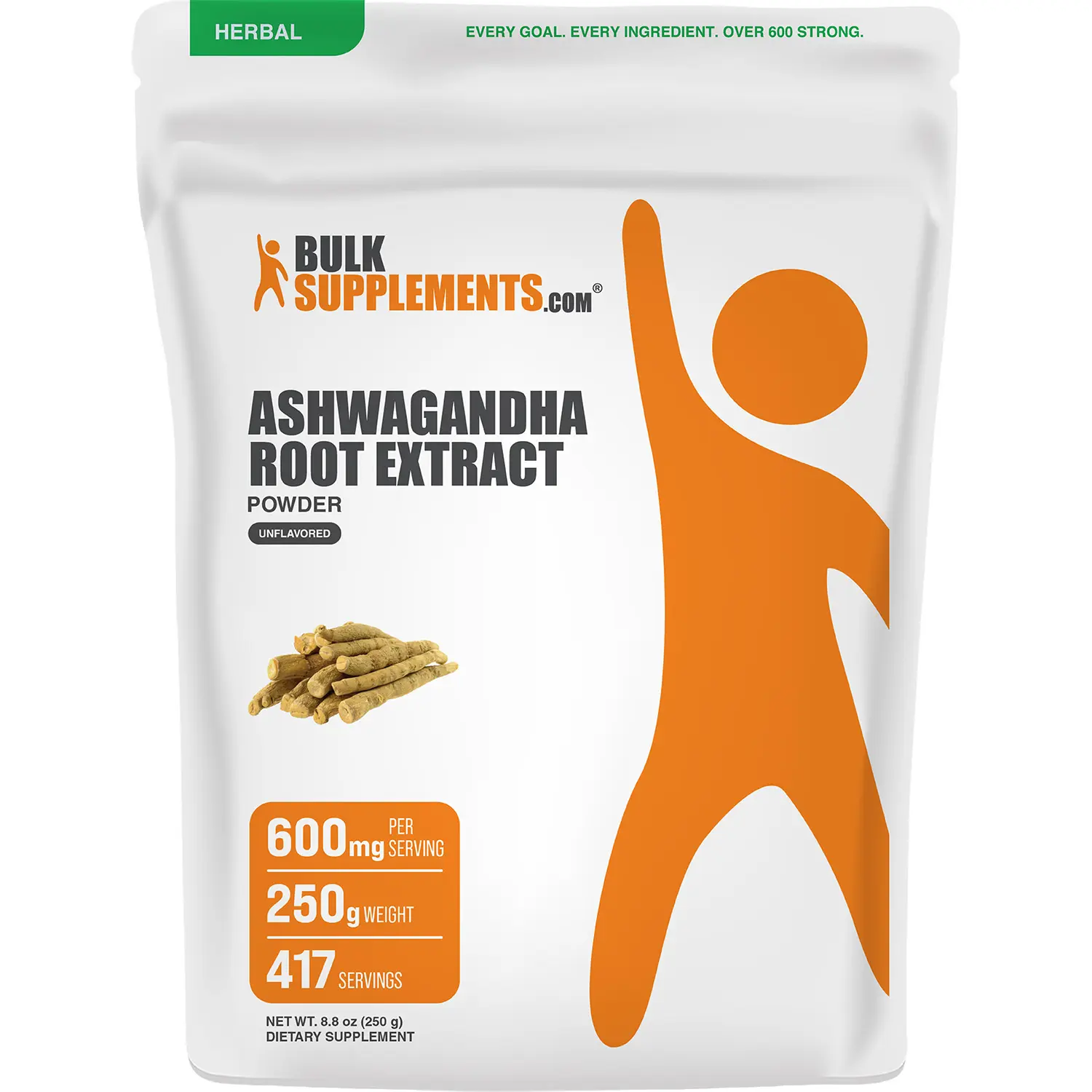 BulkSupplements Ashwagandha Root Extract Powder - Natural Adaptogen Daily Supplement - 250g, 600mg Per Serving - Sleep Cycle Support, Stress Relief, Adaptogen Supplement
